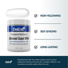DeEnti sugar white powder pour shows easy, mess-free monomer pairing