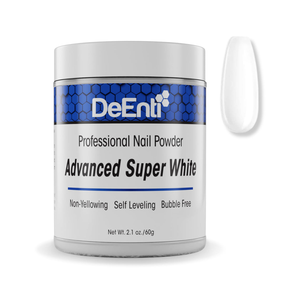 DeEnti sugar white acrylic powder 2oz jar for flawless overlays