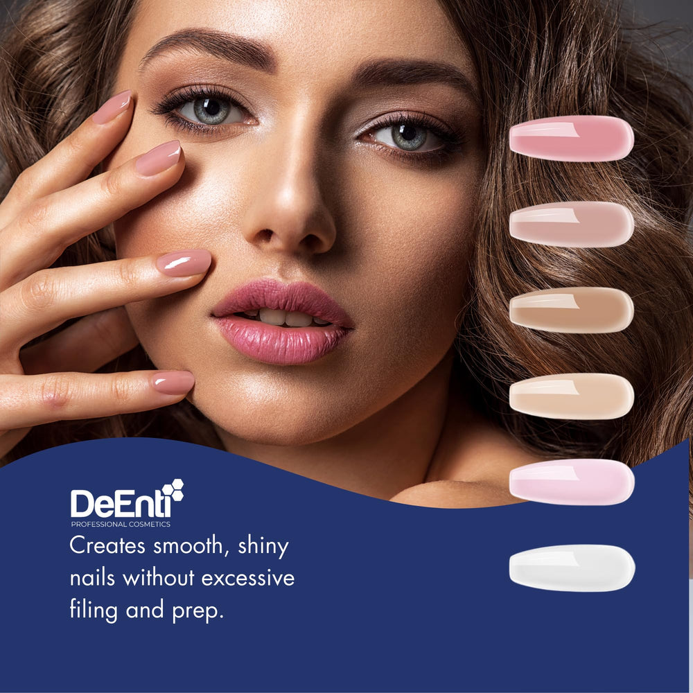 DeEnti bubble-free formula bottle close-up emphasizes smooth application.