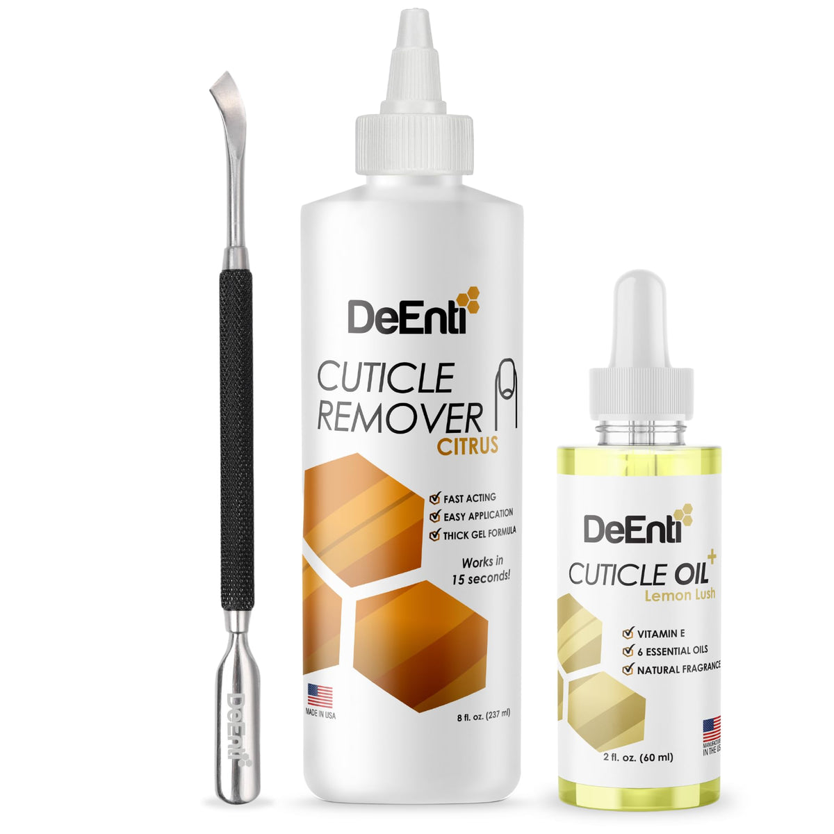 DeEnti citrus cuticle remover bottle for quick salon-grade care at home