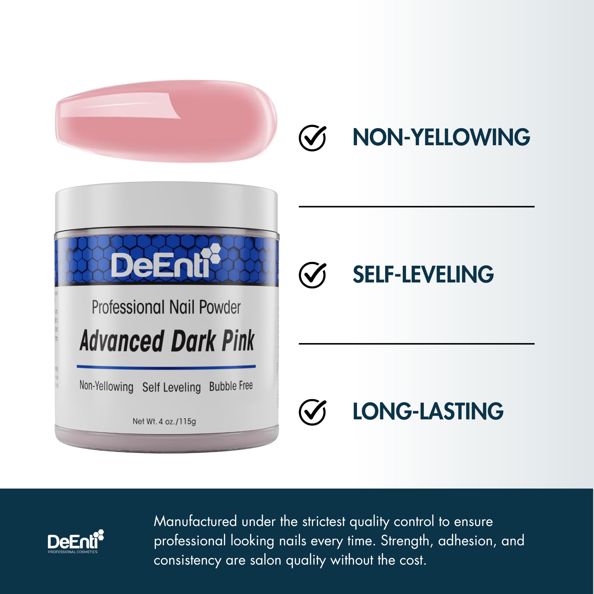 DeEnti dark pink swatch demonstrates durable, long-lasting results for extensions