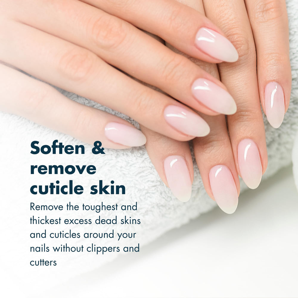 DeEnti gel works in 15 seconds to soften cuticles and hangnails.