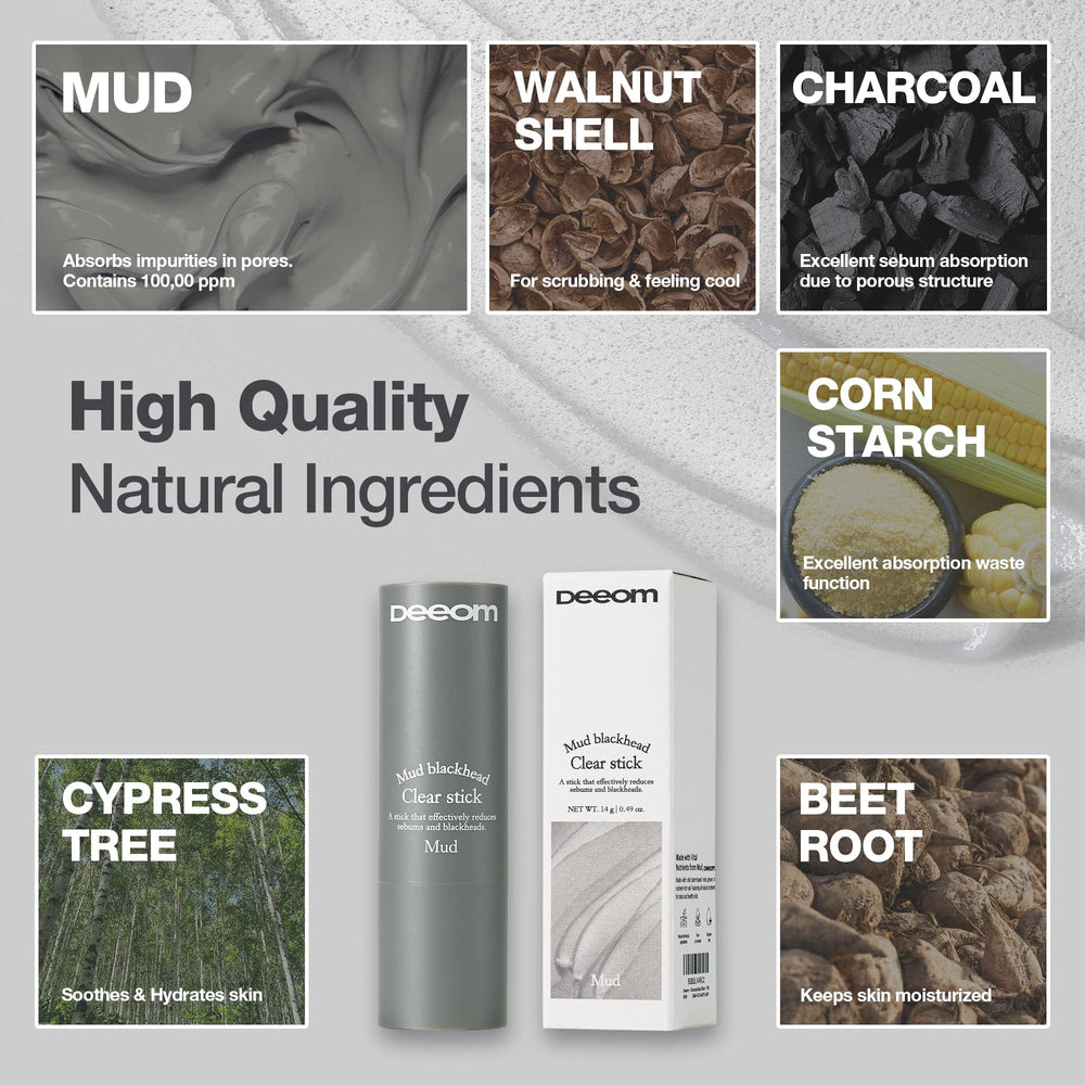 DEEOM Blackhead Remover Stick charcoal detail emphasizing cleansing potential