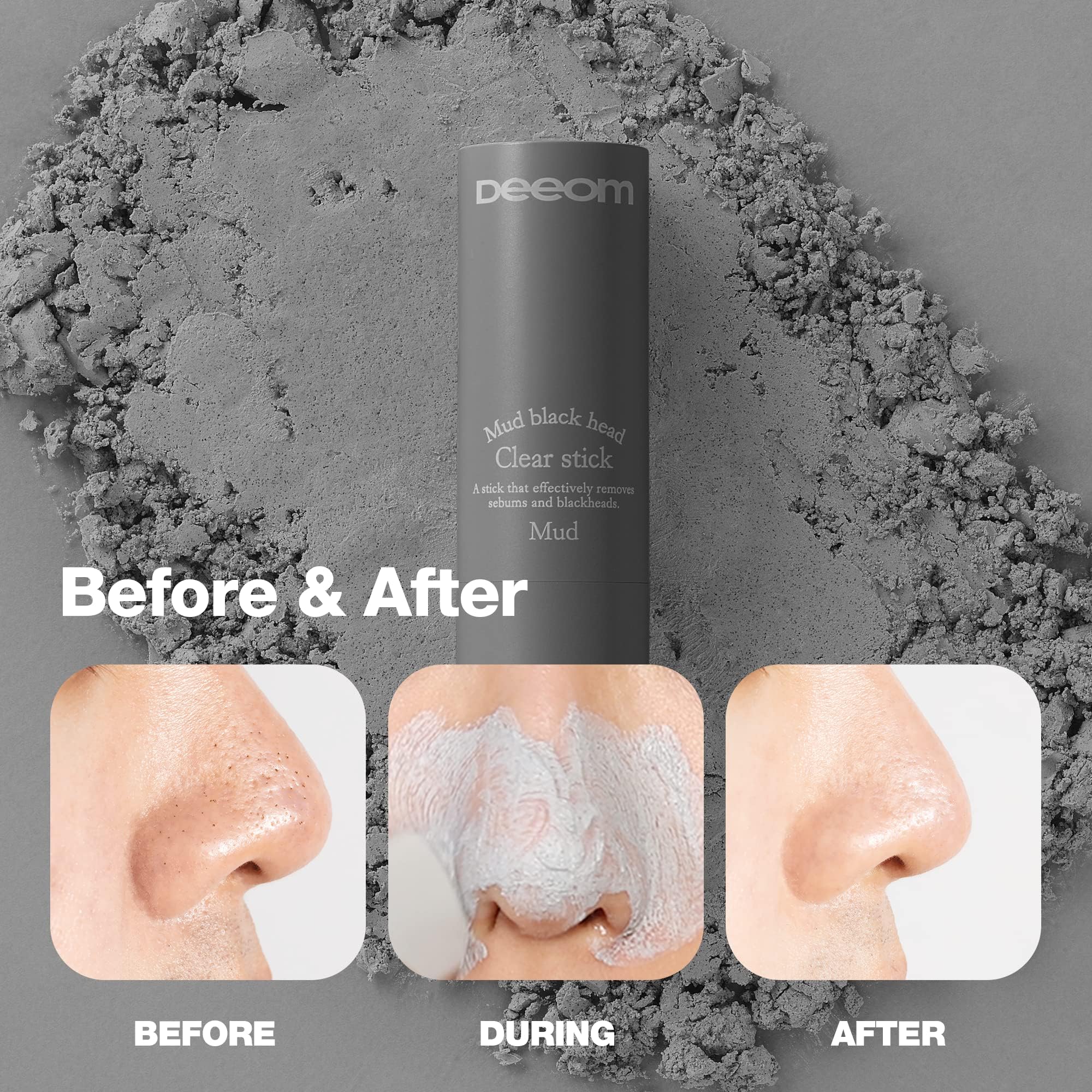 DEEOM Blackhead Remover Stick exfoliation powder close-up with walnut particles