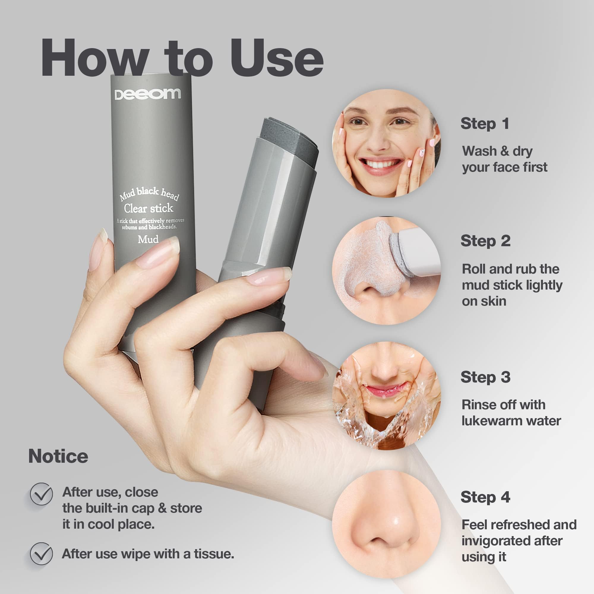 DEEOM Blackhead Remover Stick travel-ready design for on-the-go pore cleansing