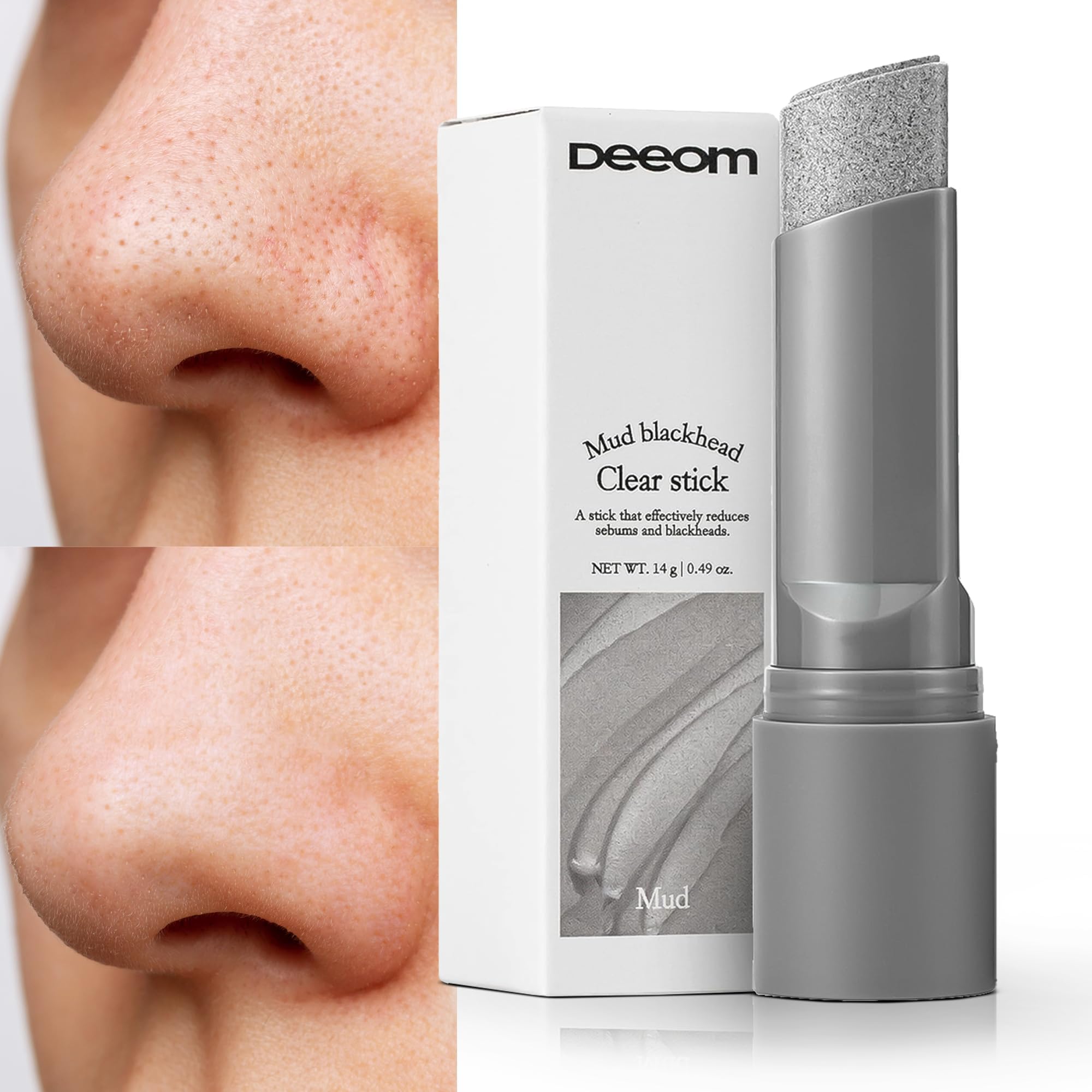 DEEOM Blackhead Remover Stick tube highlighting compact, mess-free care