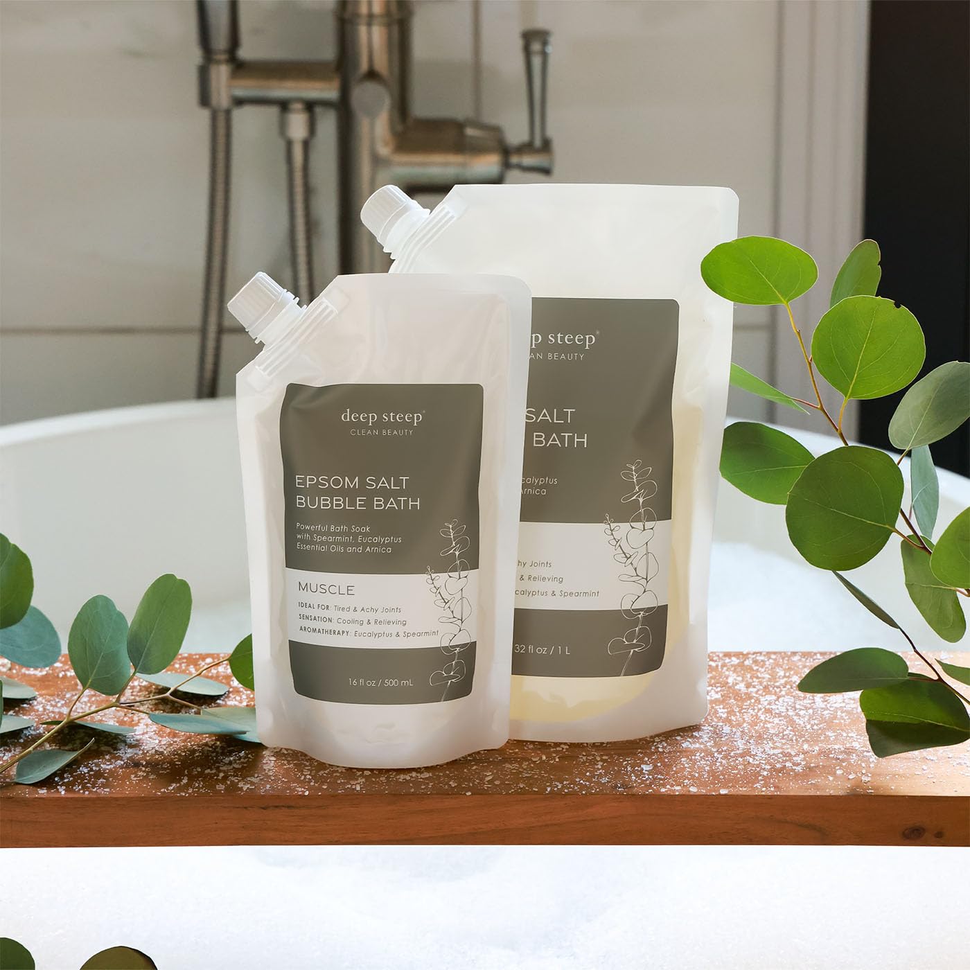 Deep Steep Bubble Bath with arnica aromatherapy for soothing relief during a soak.