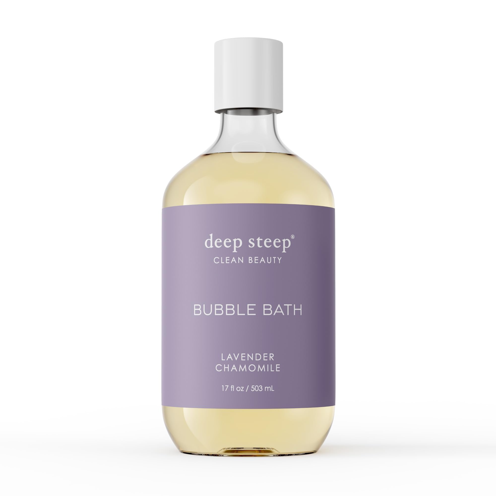 Deep Steep Bubble Bath Lavender Chamomile bottle for a soothing, spa-like soak.