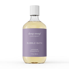 Deep Steep Bubble Bath Lavender Chamomile bottle for a soothing, spa-like soak.
