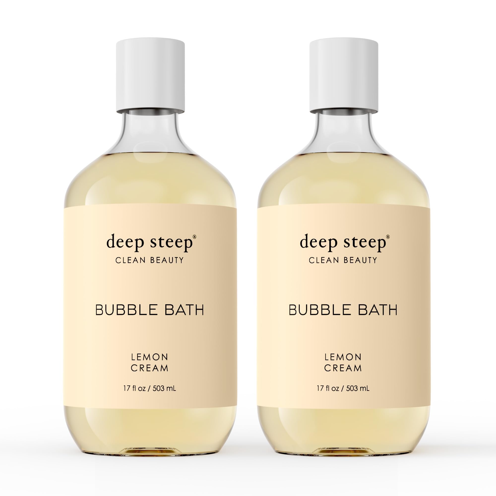 Deep Steep Bubble Bath Lemon Cream bottle for a soothing citrus soak that softens skin.