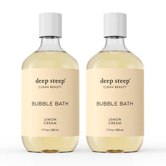 Deep Steep Bubble Bath Lemon Cream bottle for a soothing citrus soak that softens skin.