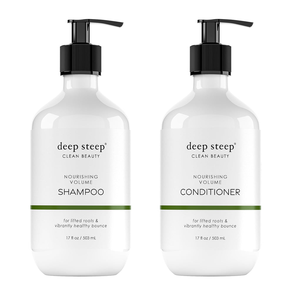 Deep Steep Nourishing Volume Shampoo bottle showing gentle cleansing for fuller hair