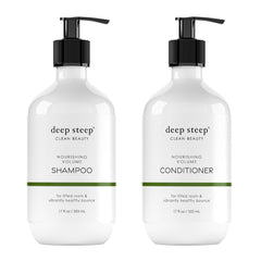 Deep Steep Nourishing Volume Shampoo bottle showing gentle cleansing for fuller hair