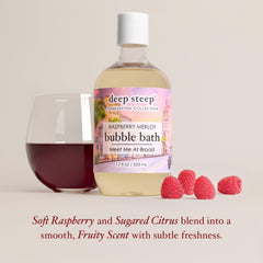 Deep Steep Raspberry Merlot bubble bath bubbles close-up for soothing spa-like bath.