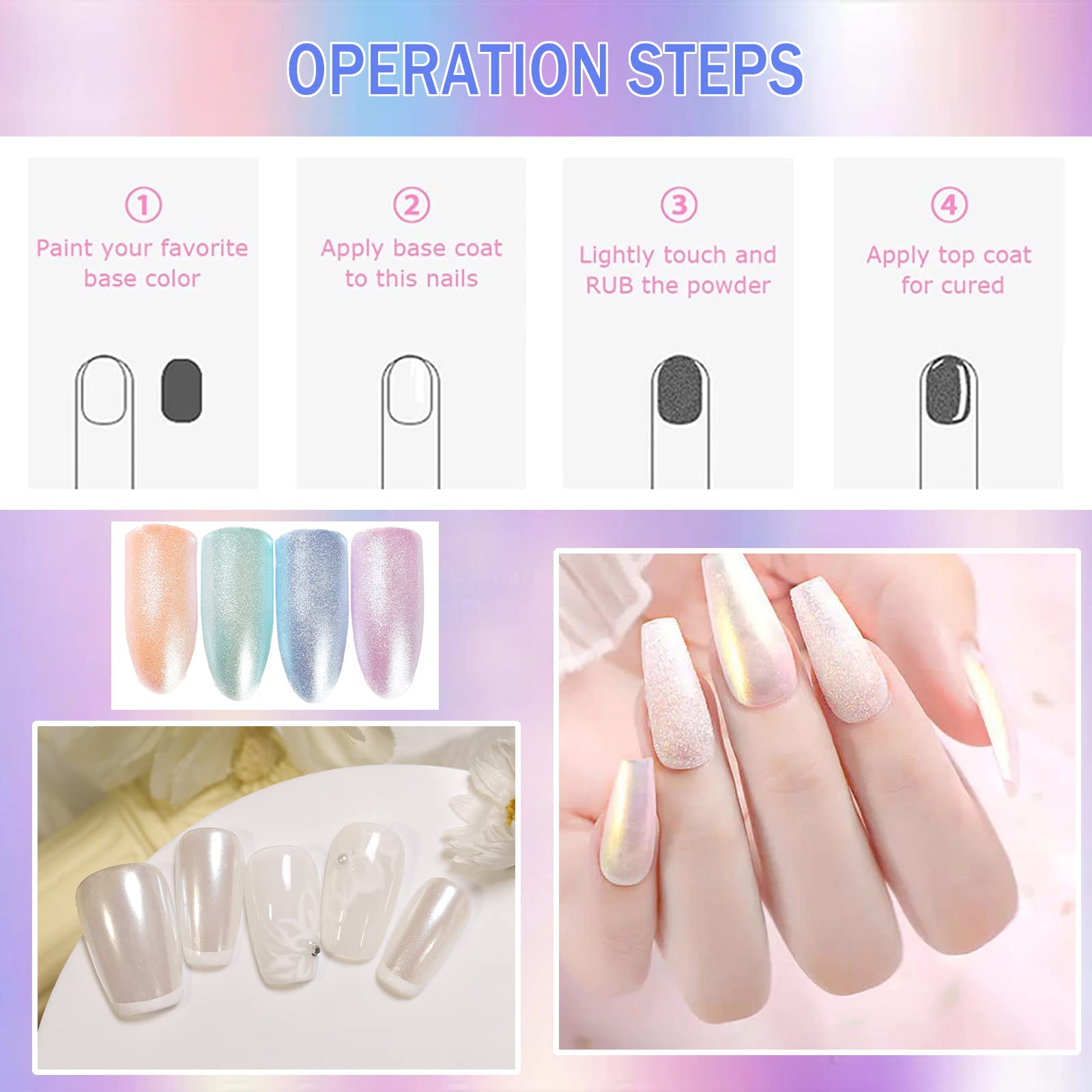 Deepmind base color options for nail art with chrome powder