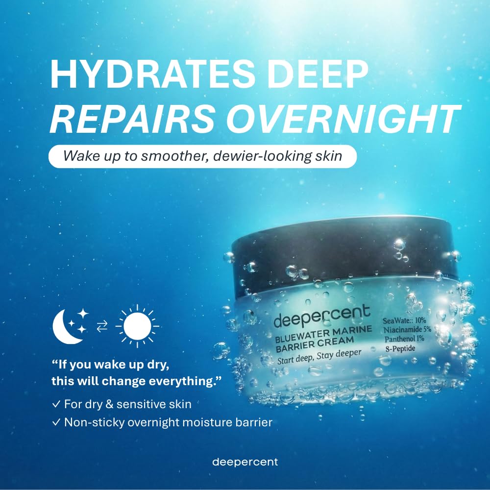 Close-up of DEEPERCENT night cream texture, showing a lightweight gel-cream consistency.