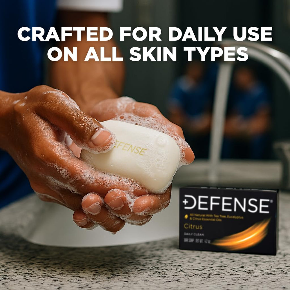 Defense Soap Citrus Bar triple-milled-foam provides long-lasting cleanse.