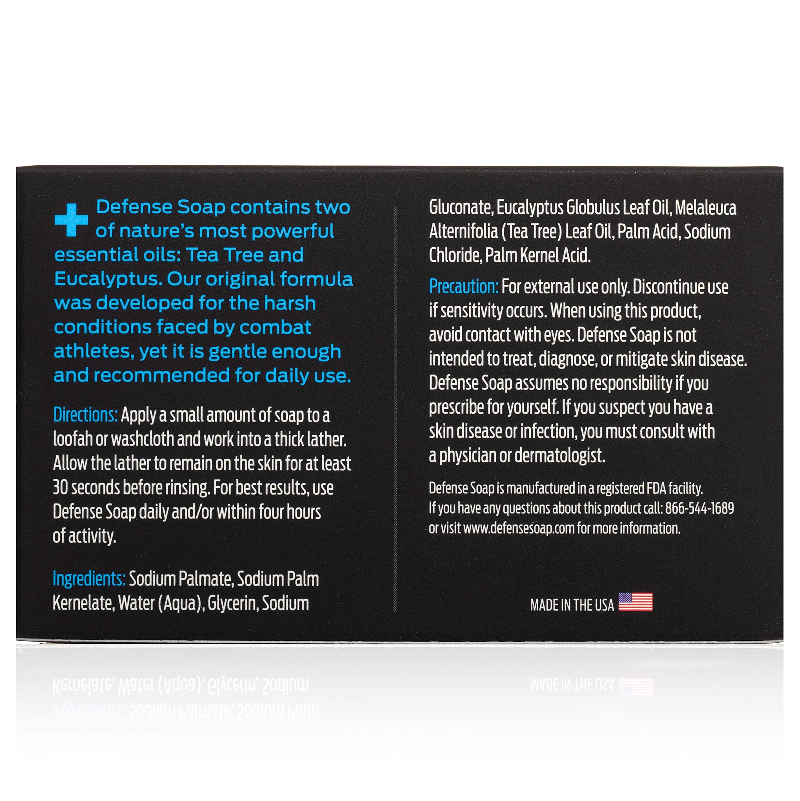 Defense Soap Packaging Box showcasing four scents for easy selection.