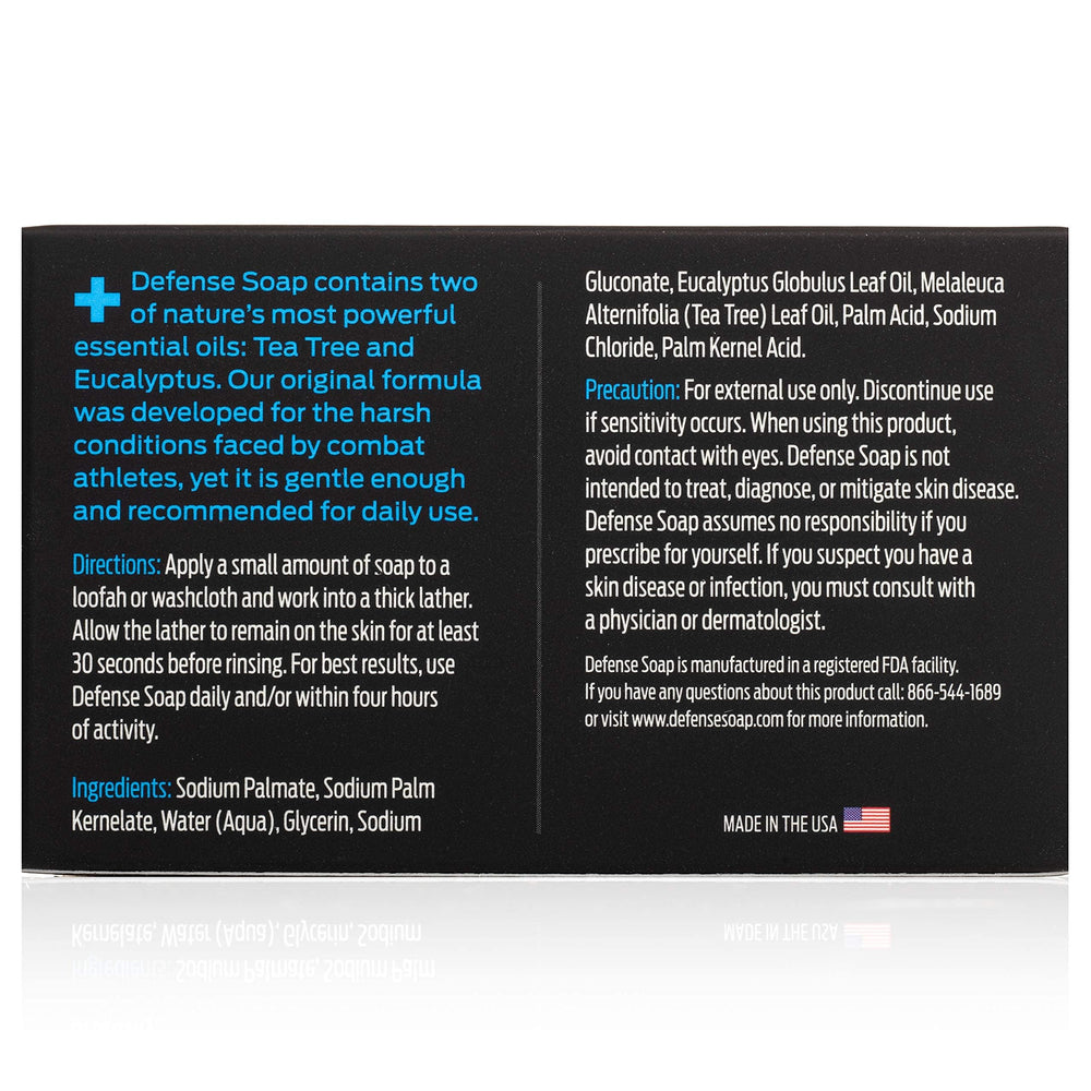 Defense Soap Packaging Box showcasing four scents for easy selection.
