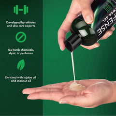 Defense Soap Peppermint Tea Tree Body Wash bottle label highlights natural ingredients