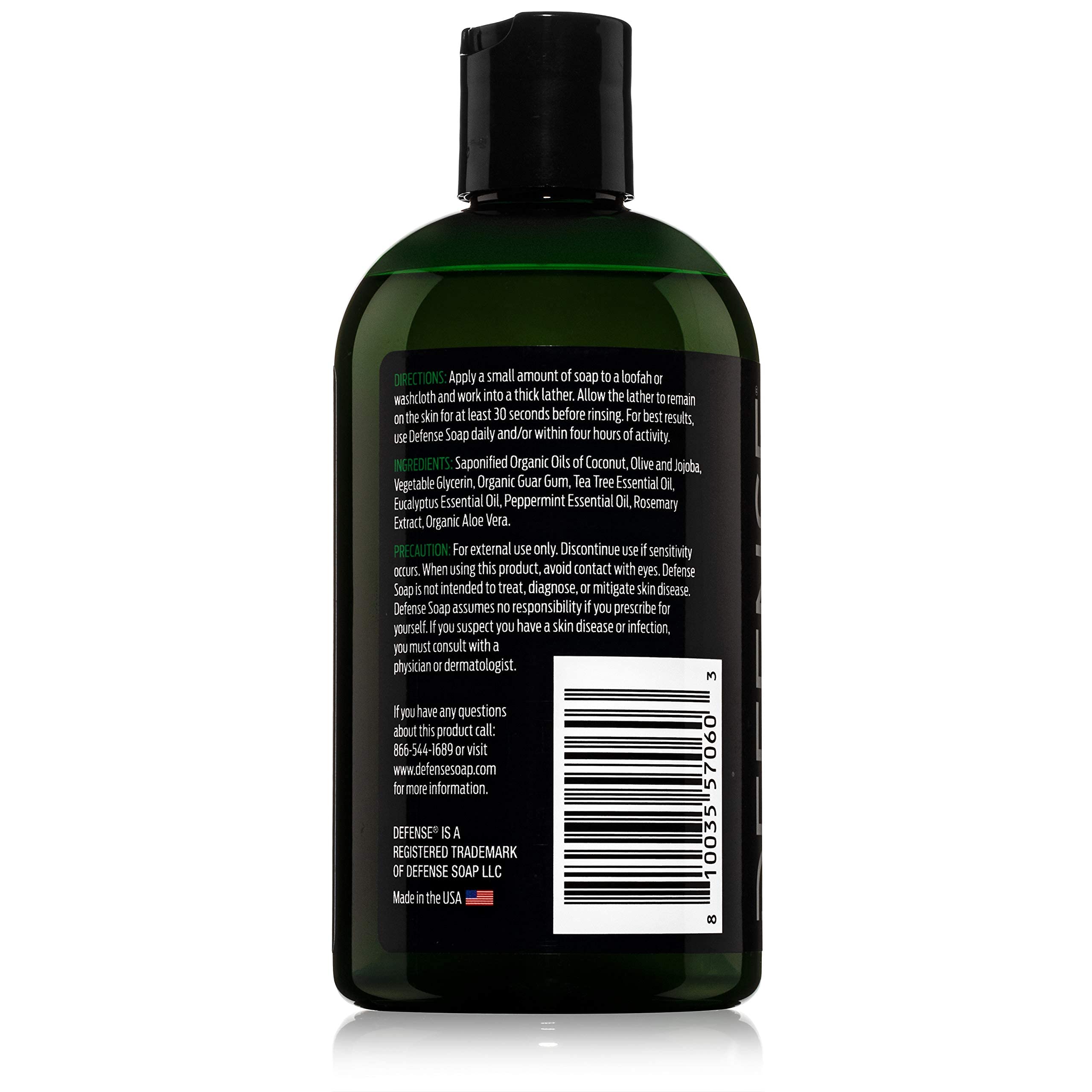 Defense Soap Peppermint Tea Tree Body Wash bottle pour for easy use