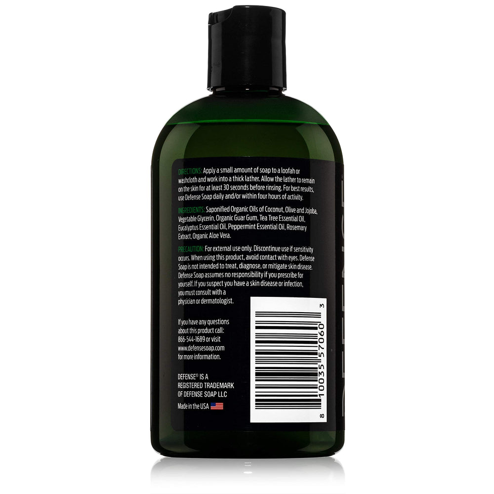 Defense Soap Peppermint Tea Tree Body Wash bottle pour for easy use