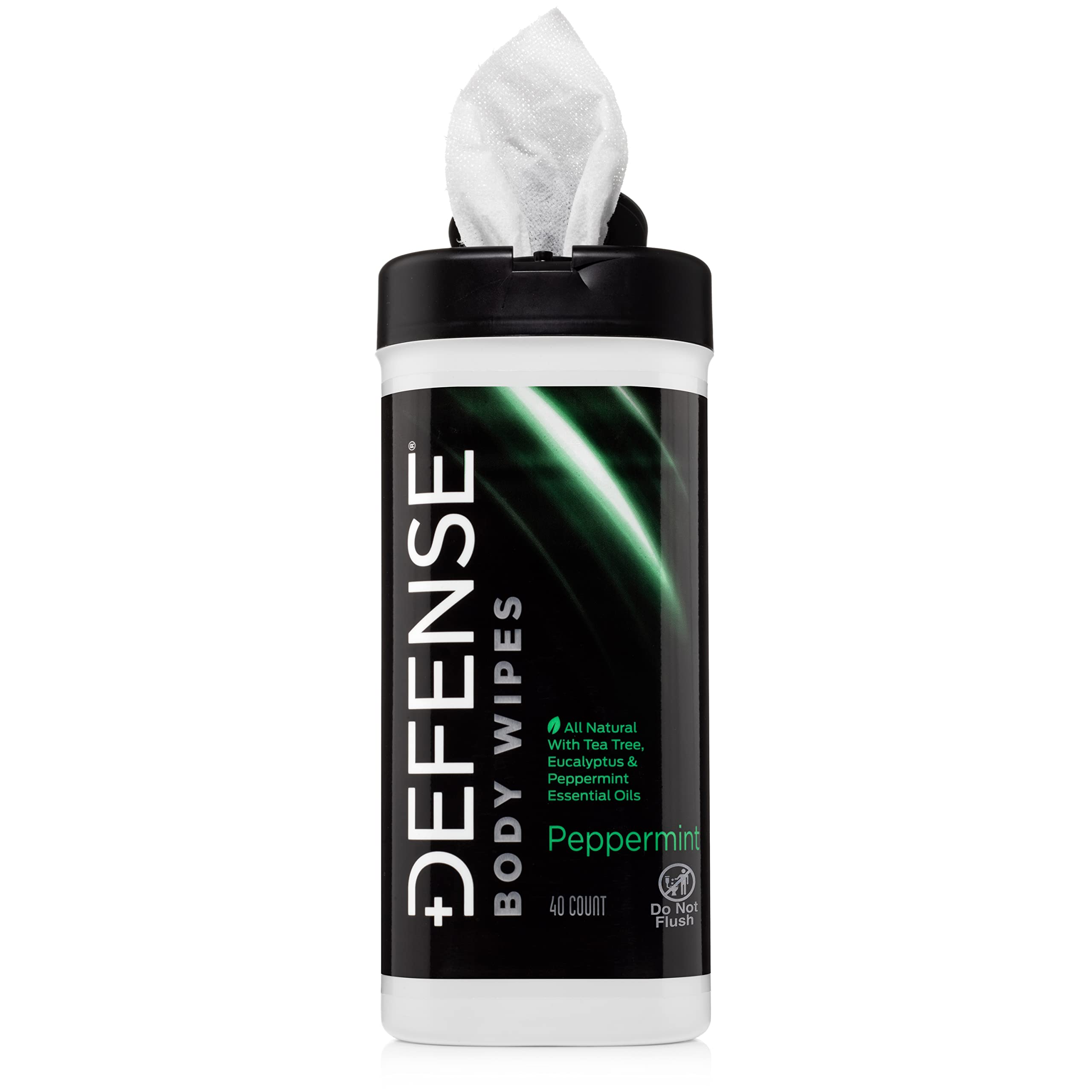 Defense Soap post-workout wipe in action cleansing arms and shoulders.