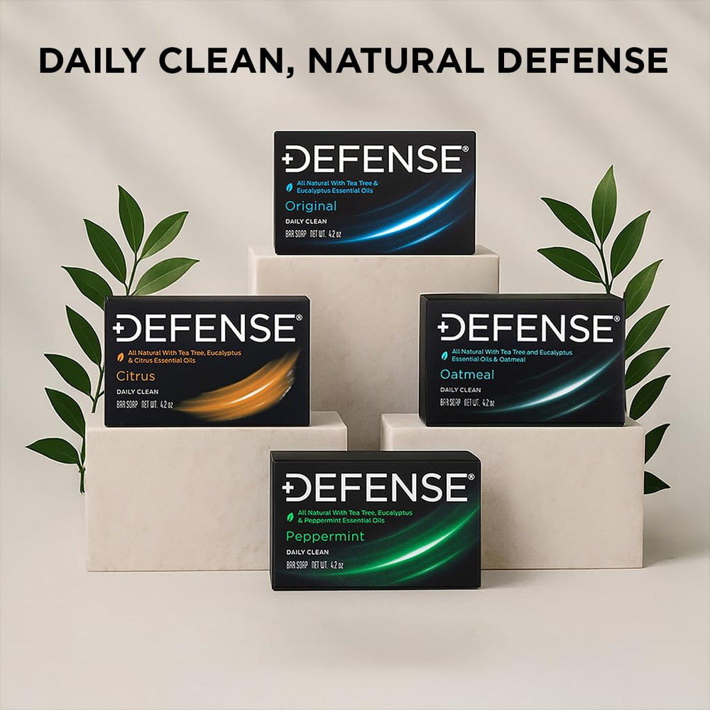 Defense Tea Tree Bar Citrus close-up with essential oils for a bright cleanse.