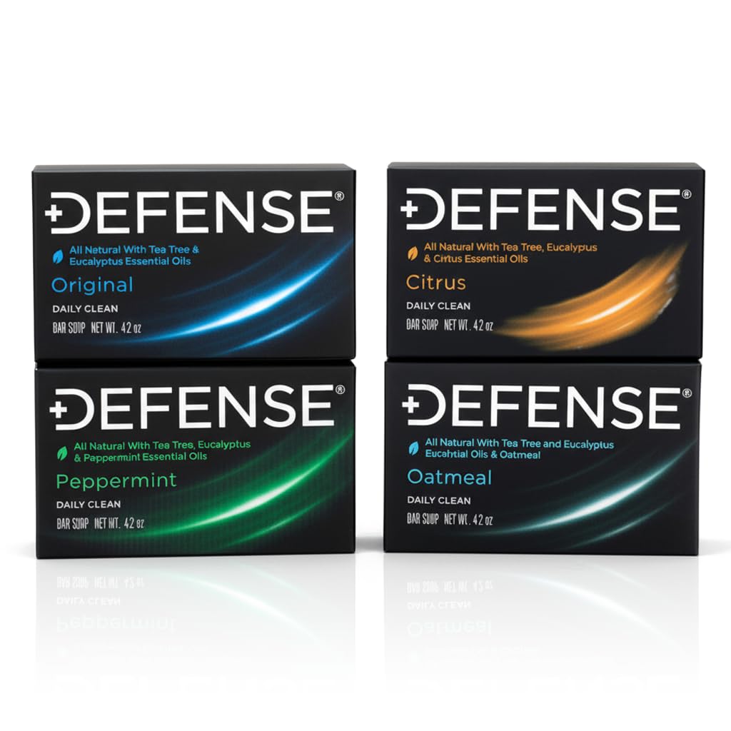 Defense Soap Tea Tree Bar Original close-up for deep cleansing after workouts.
