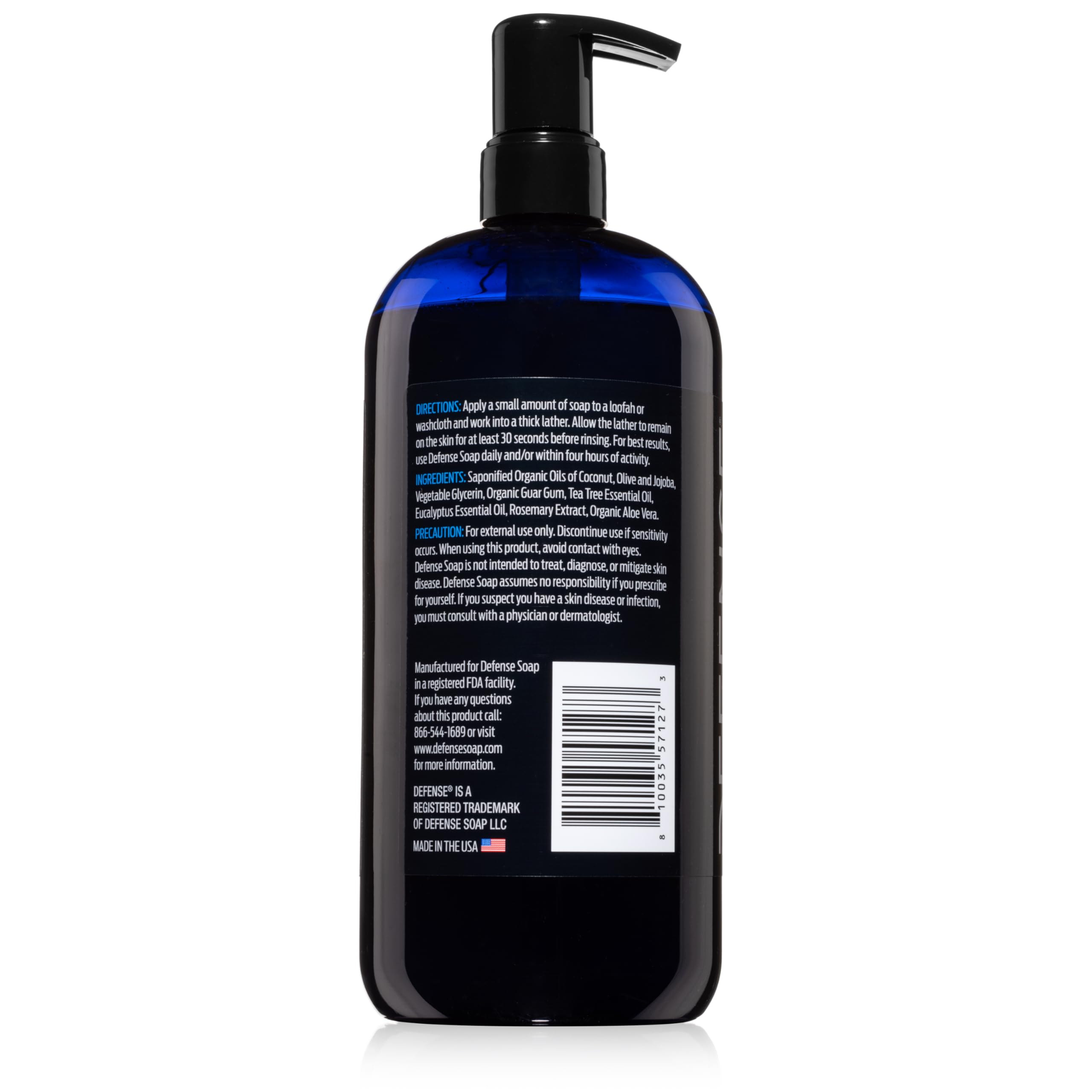 Skin-hydrating blend in Defense Soap Tea Tree Body Wash for sensitive skin.