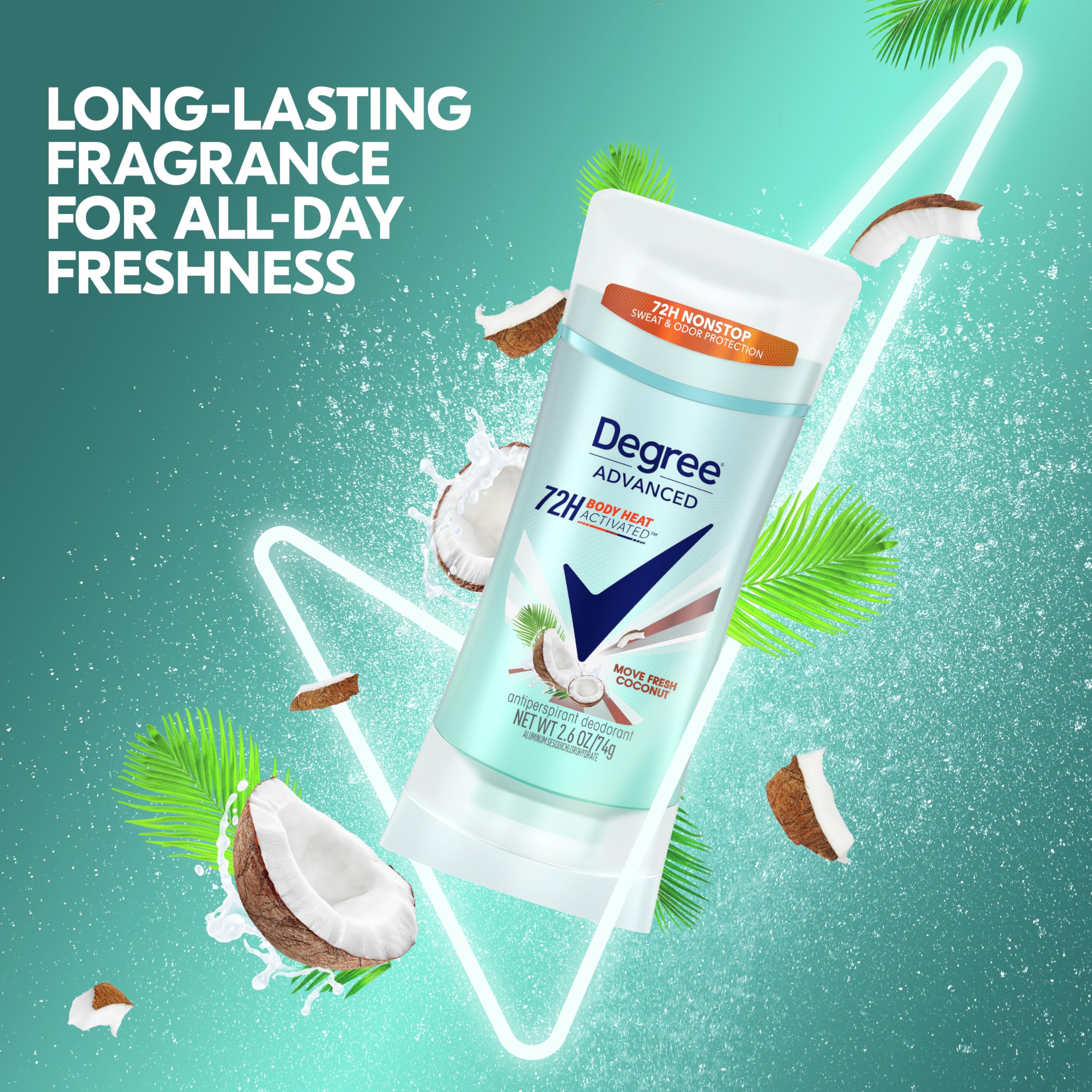 Four-count Degree packaging communicates value and convenience for daily use.