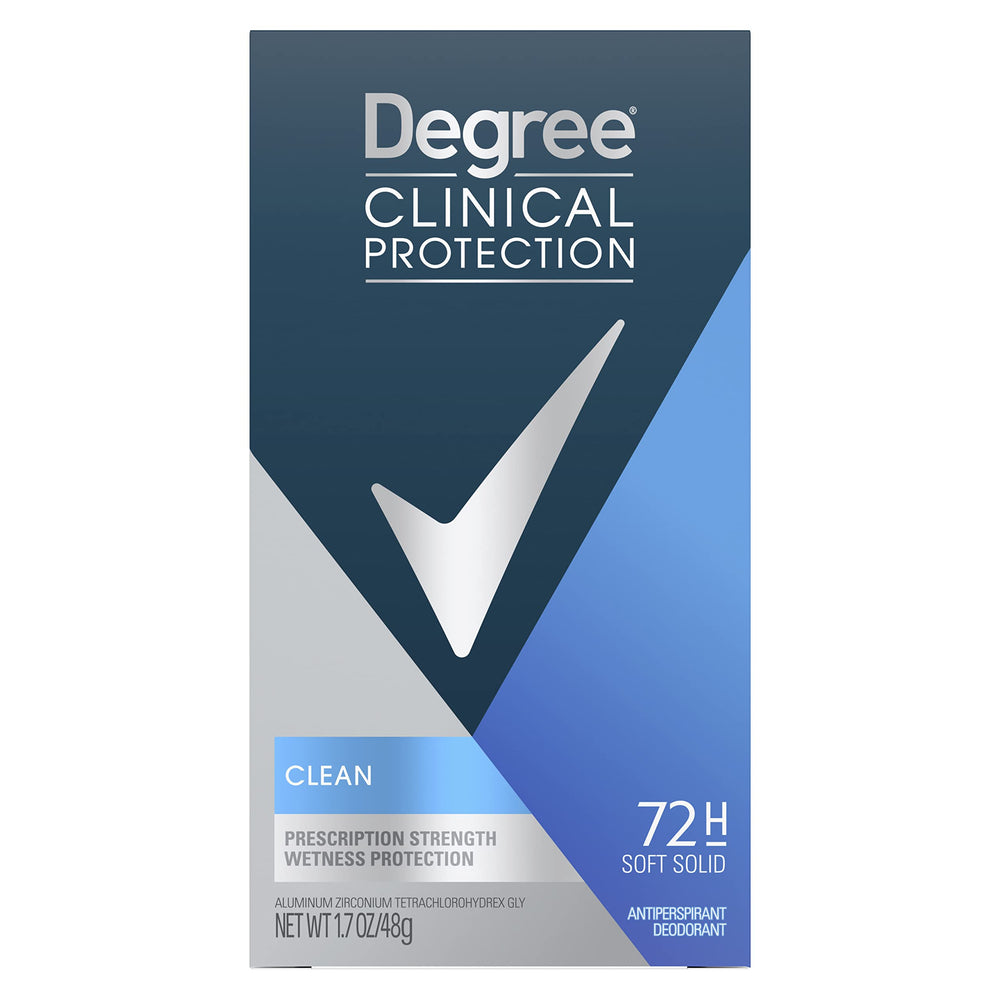 Degree Men 72-hour protection label shown on packaging.