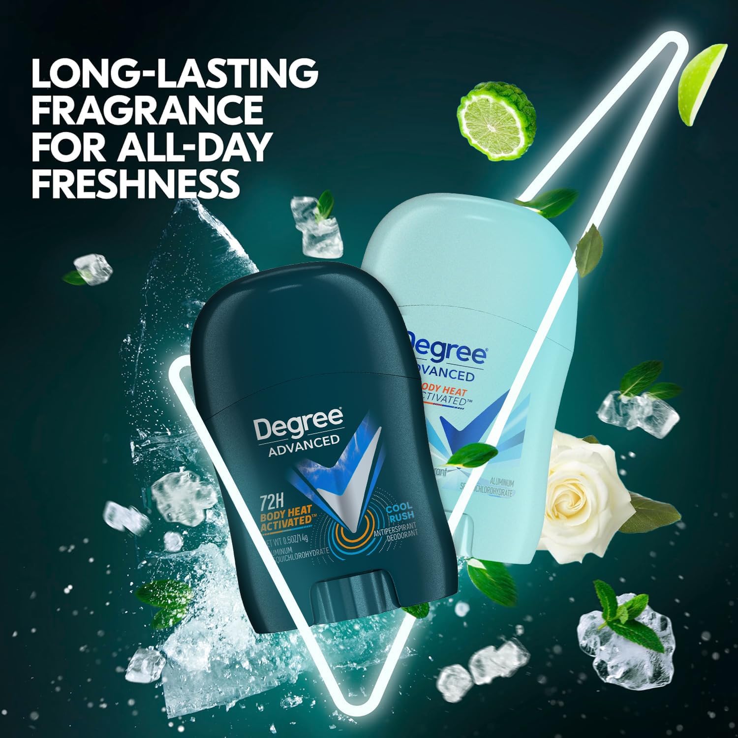 Degree 72-hour protection graphic for active days.