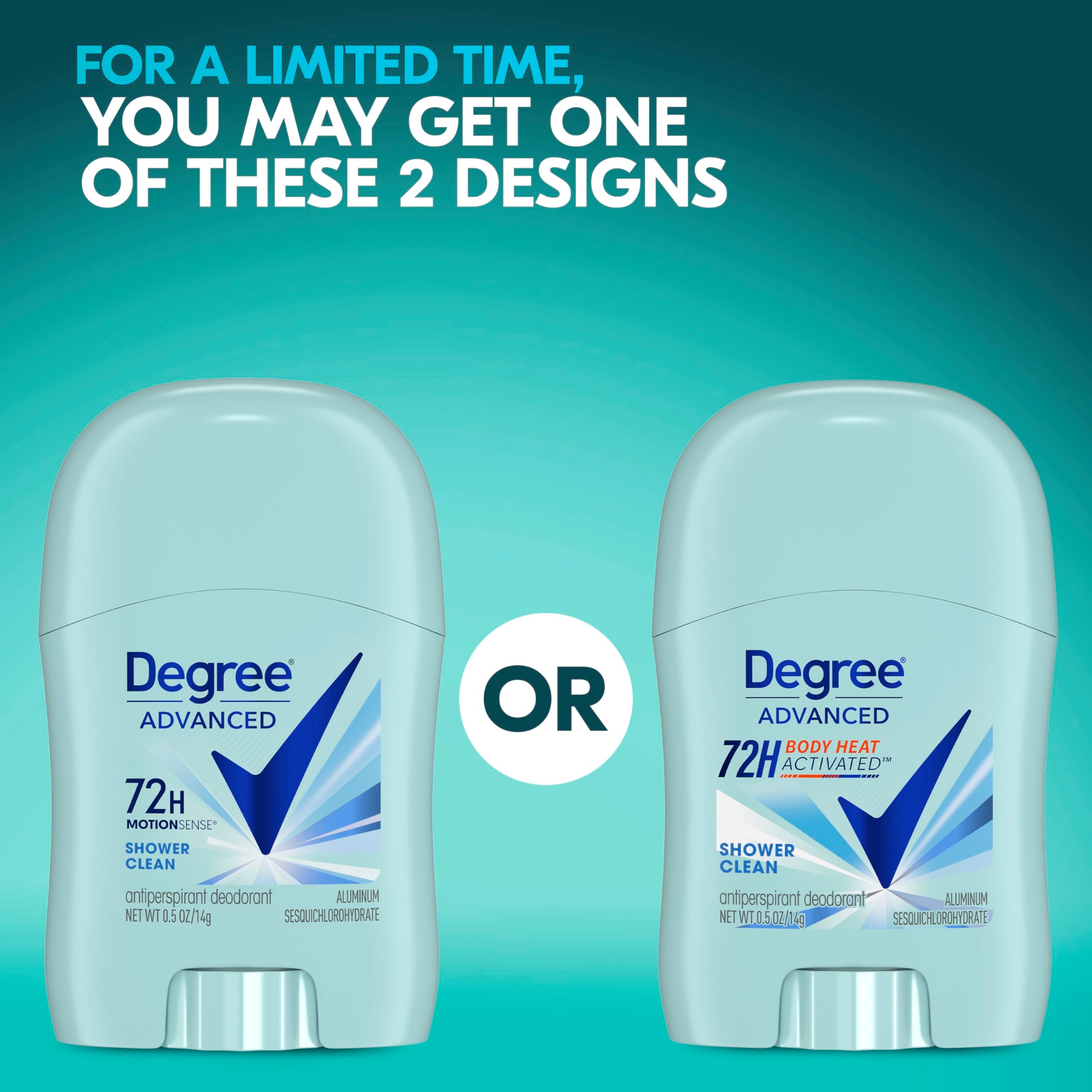 Degree Advanced Shower Clean deodorant-dry spray back shows versatile usage