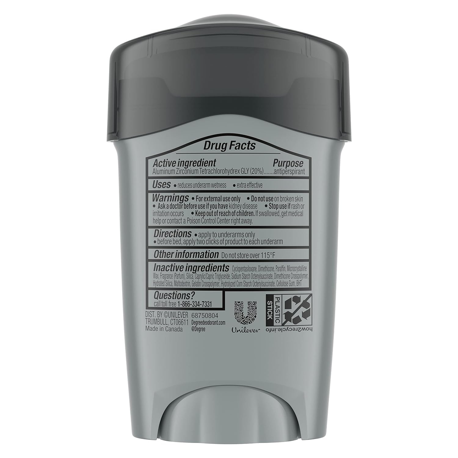 Close-up of the deodorant stick showing strong sweat defense.