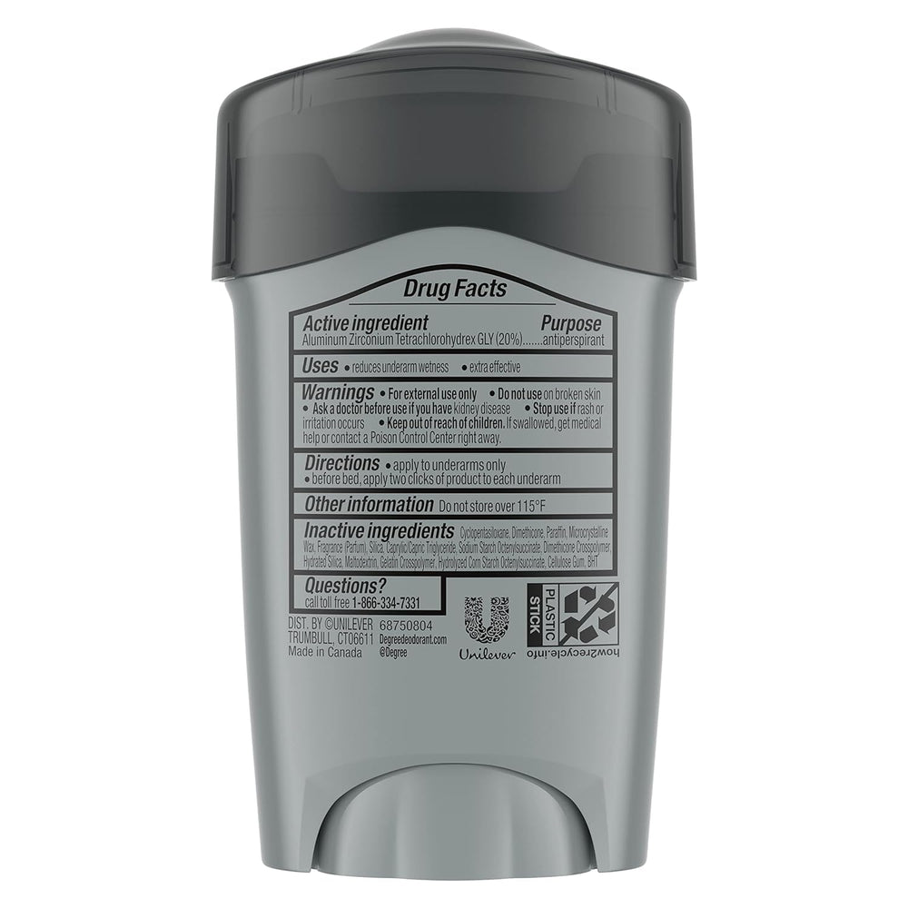 Close-up of the deodorant stick showing strong sweat defense.