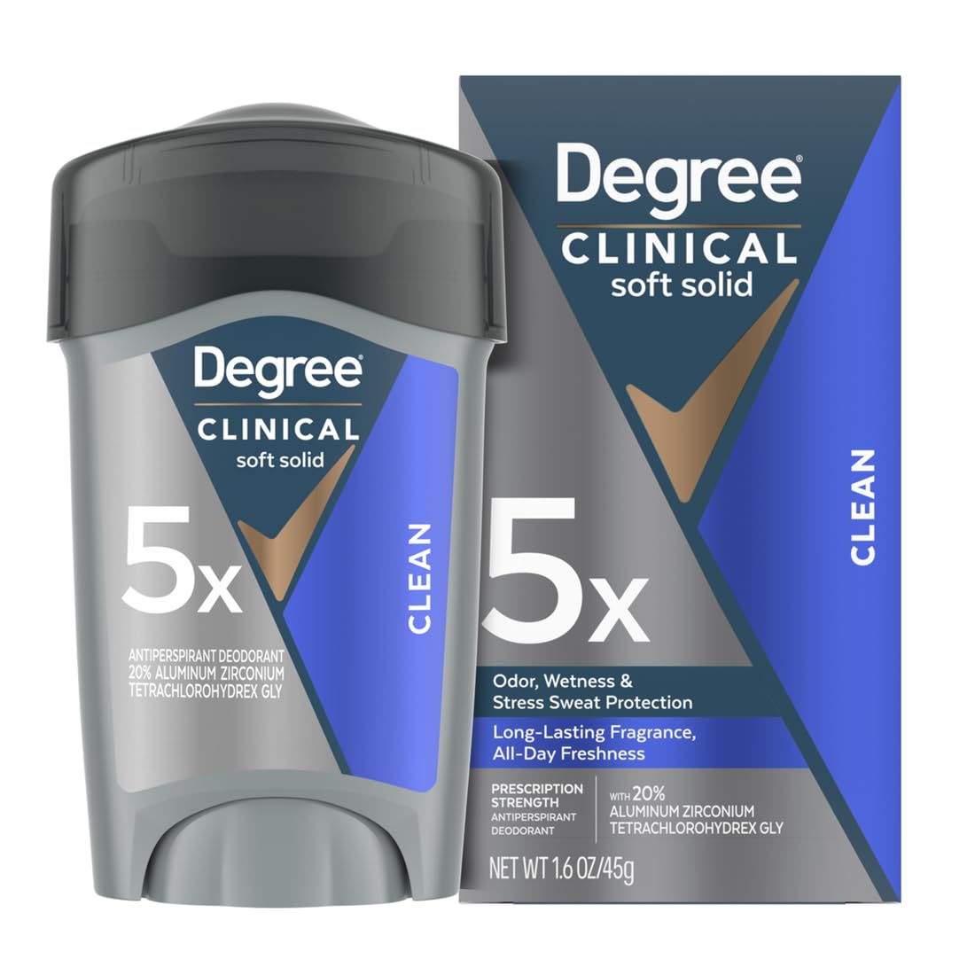 Degree Men Clinical Protection Clean bottle offers all-day protection with a fresh scent.