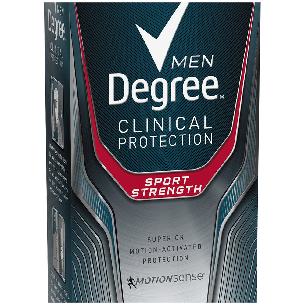 Degree Men Clinical Sport Strength packaging front highlights protection technology