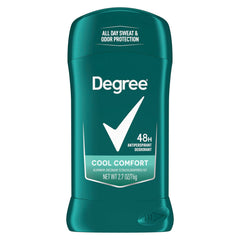 Degree Men Cool Comfort packaging showcases compact design and 48-hour protection.