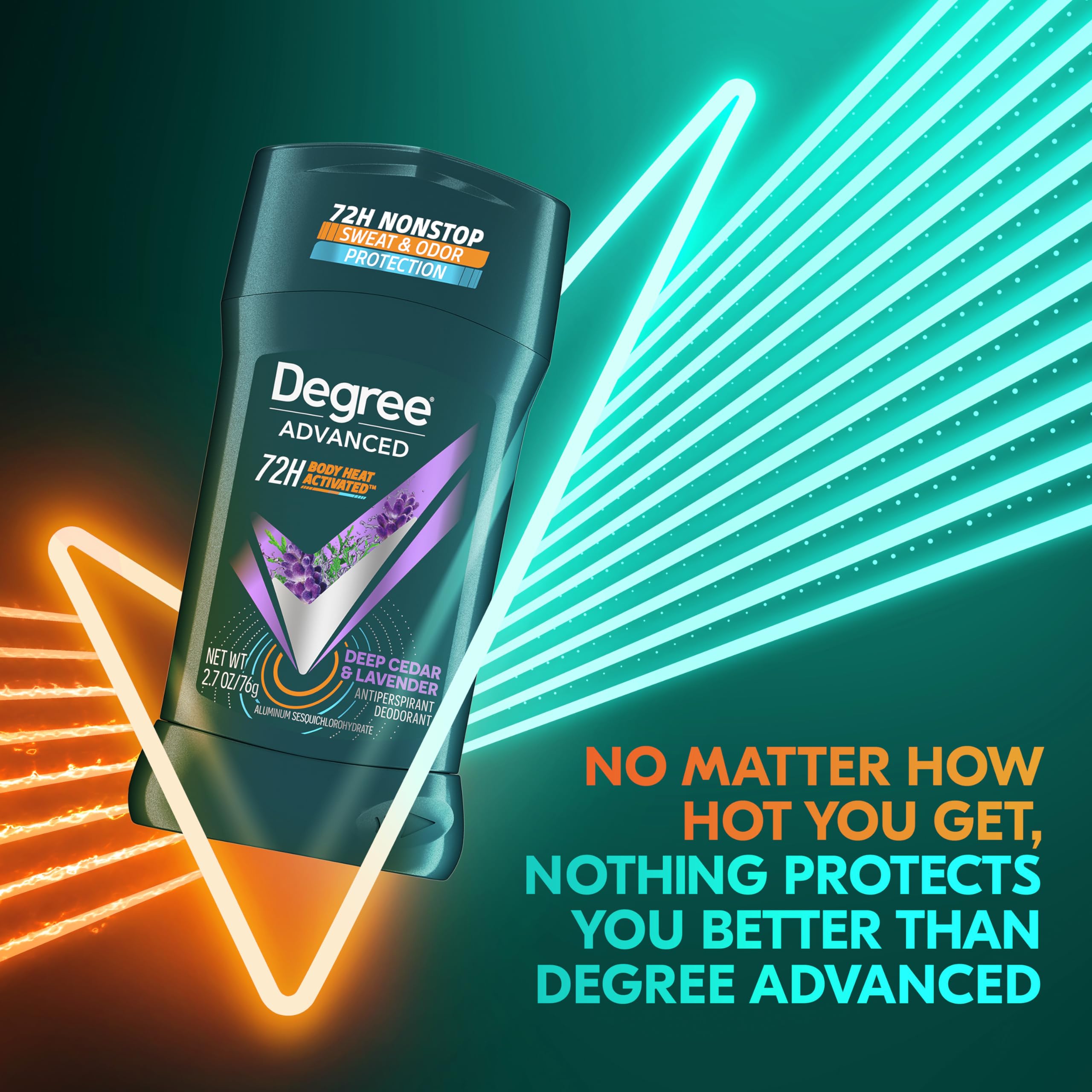 Degree Deep Cedar and Lavender four-pack packaging with recyclable emphasis