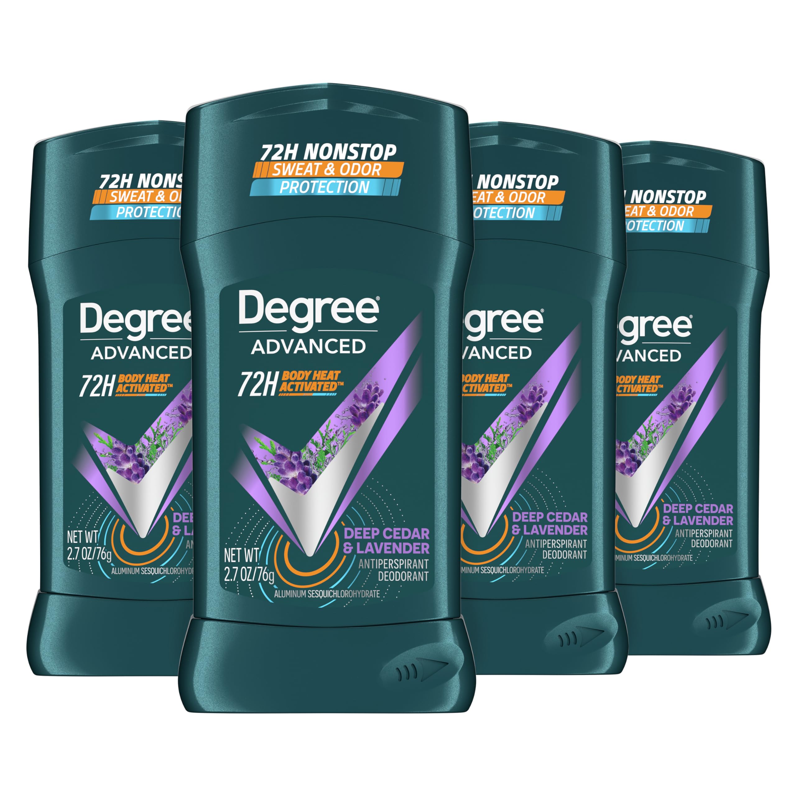 Degree Men Deep Cedar and Lavender stick application, quick-dry protection for active days