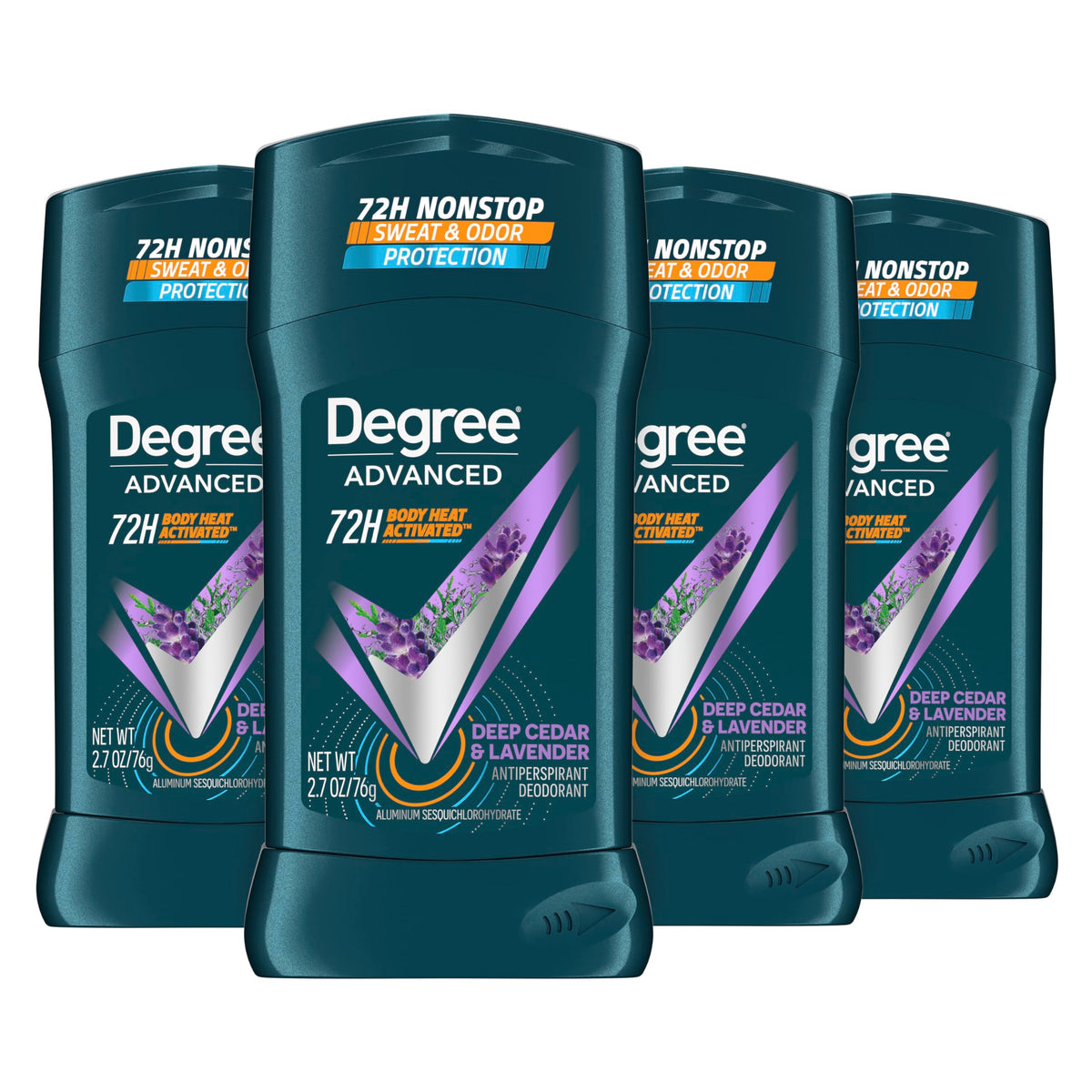Degree Men Deep Cedar and Lavender stick application, quick-dry protection for active days