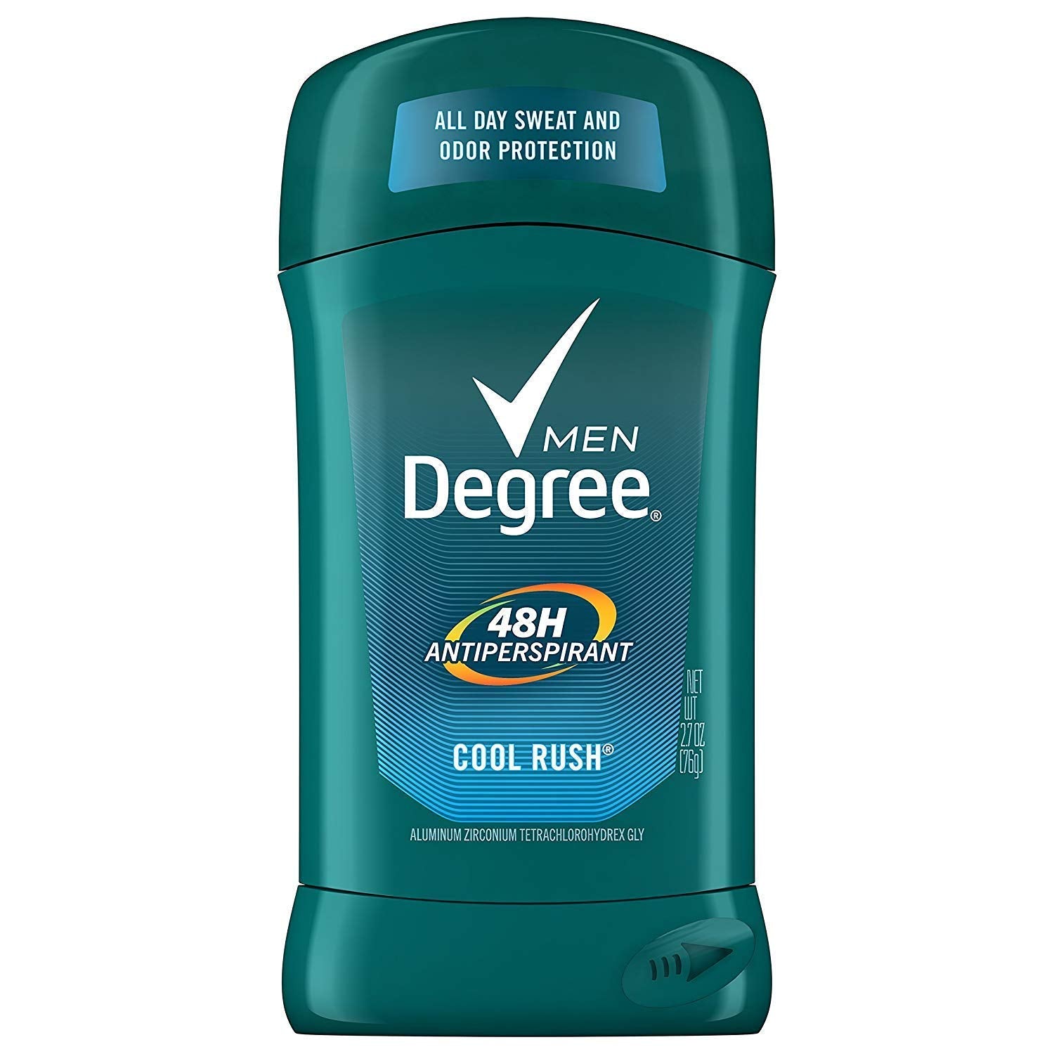 Degree Men Cool Rush bottle showing Arctic freshness and long-lasting protection.