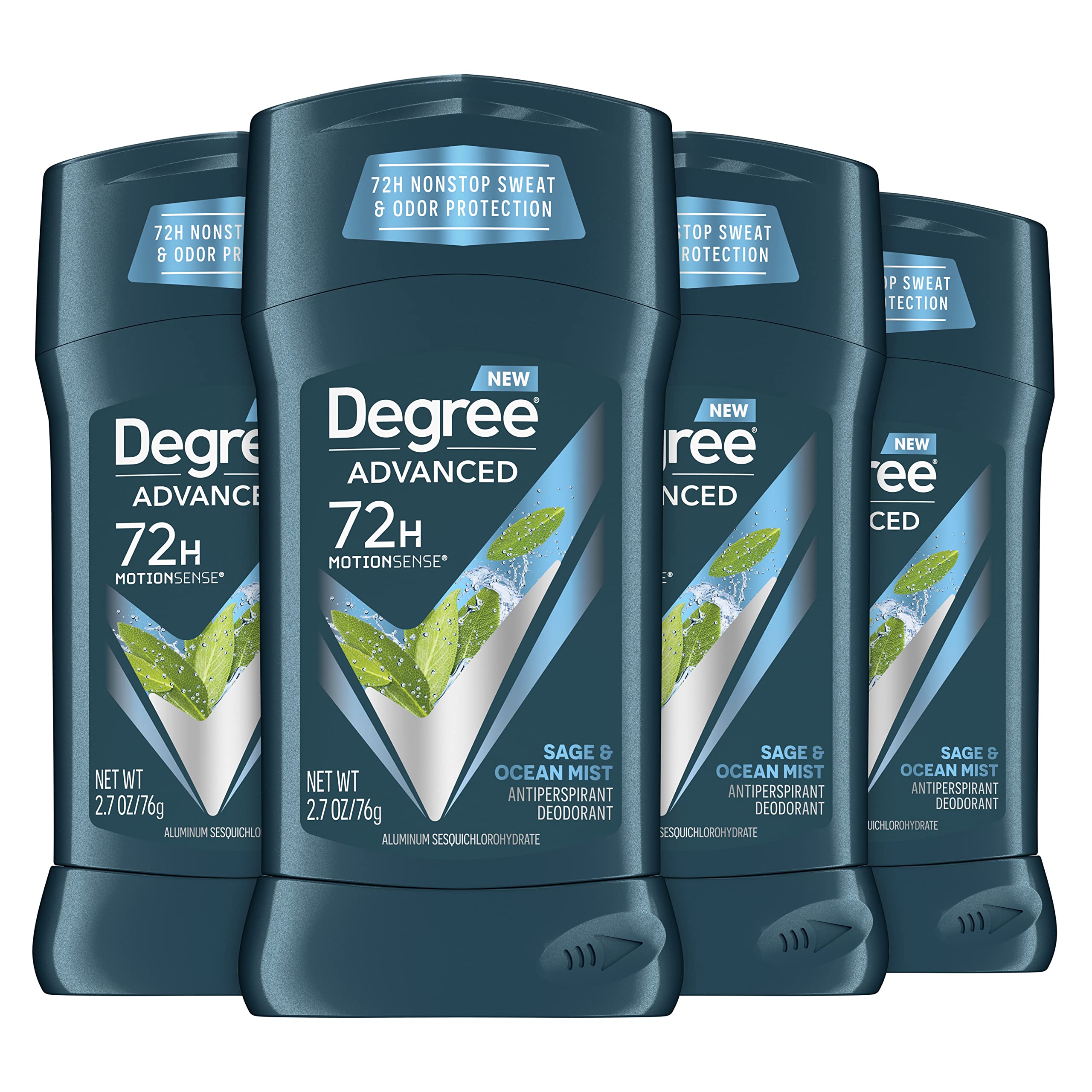 Degree Men Sage & Ocean Mist antiperspirant bottle offers all-day freshness