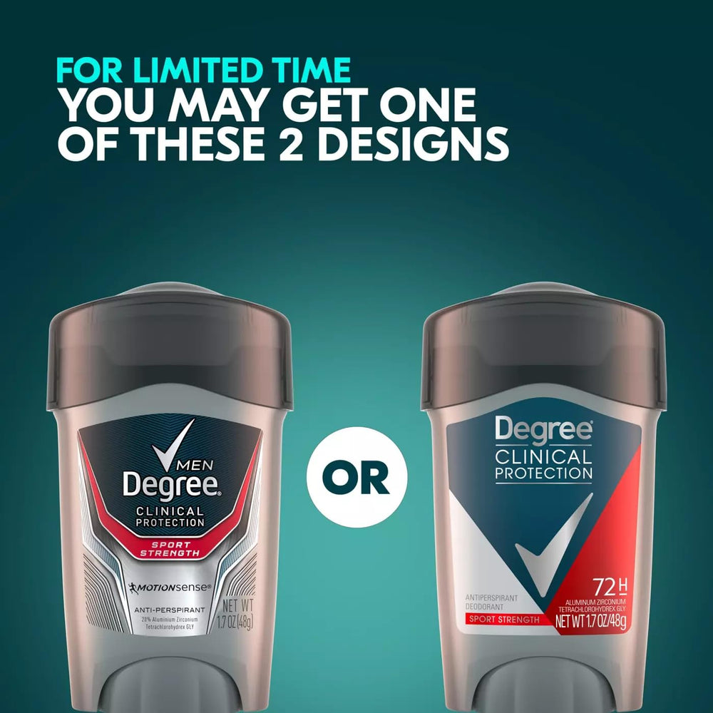 Degree Men Sport Strength stick ready for application, offering long-lasting freshness.