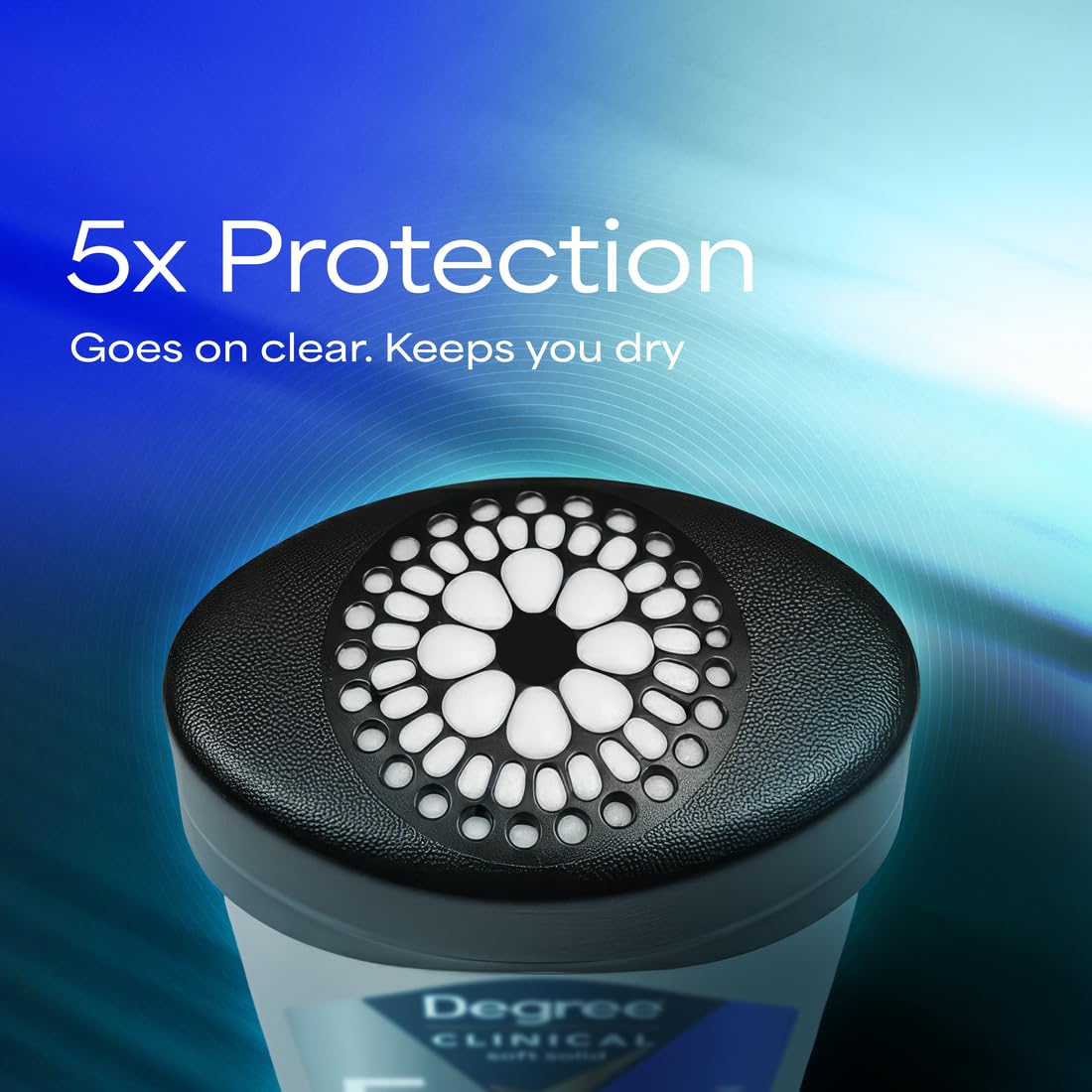 Underarm protection visual suggests confidence during activity with Degree Men.