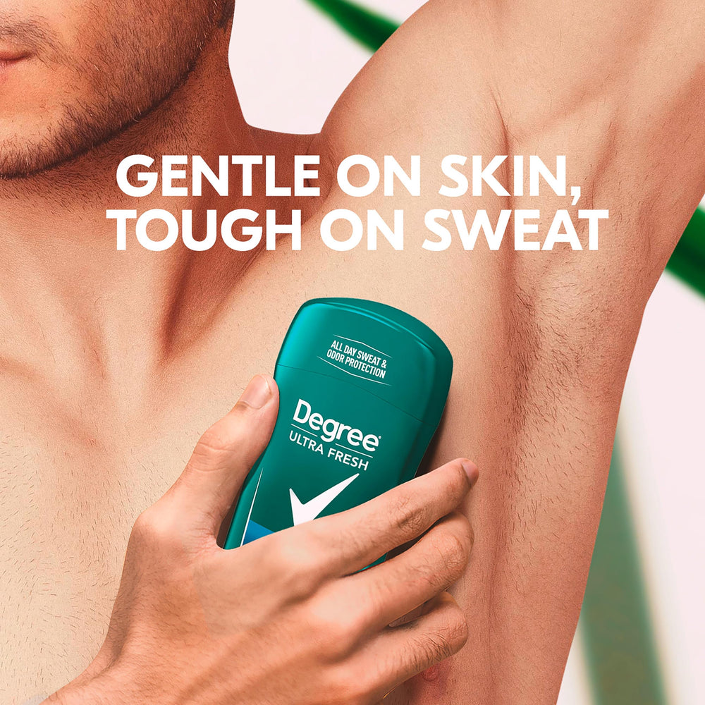 Degree Ultra Fresh Cool Rush arctic scent close-up on stick label.