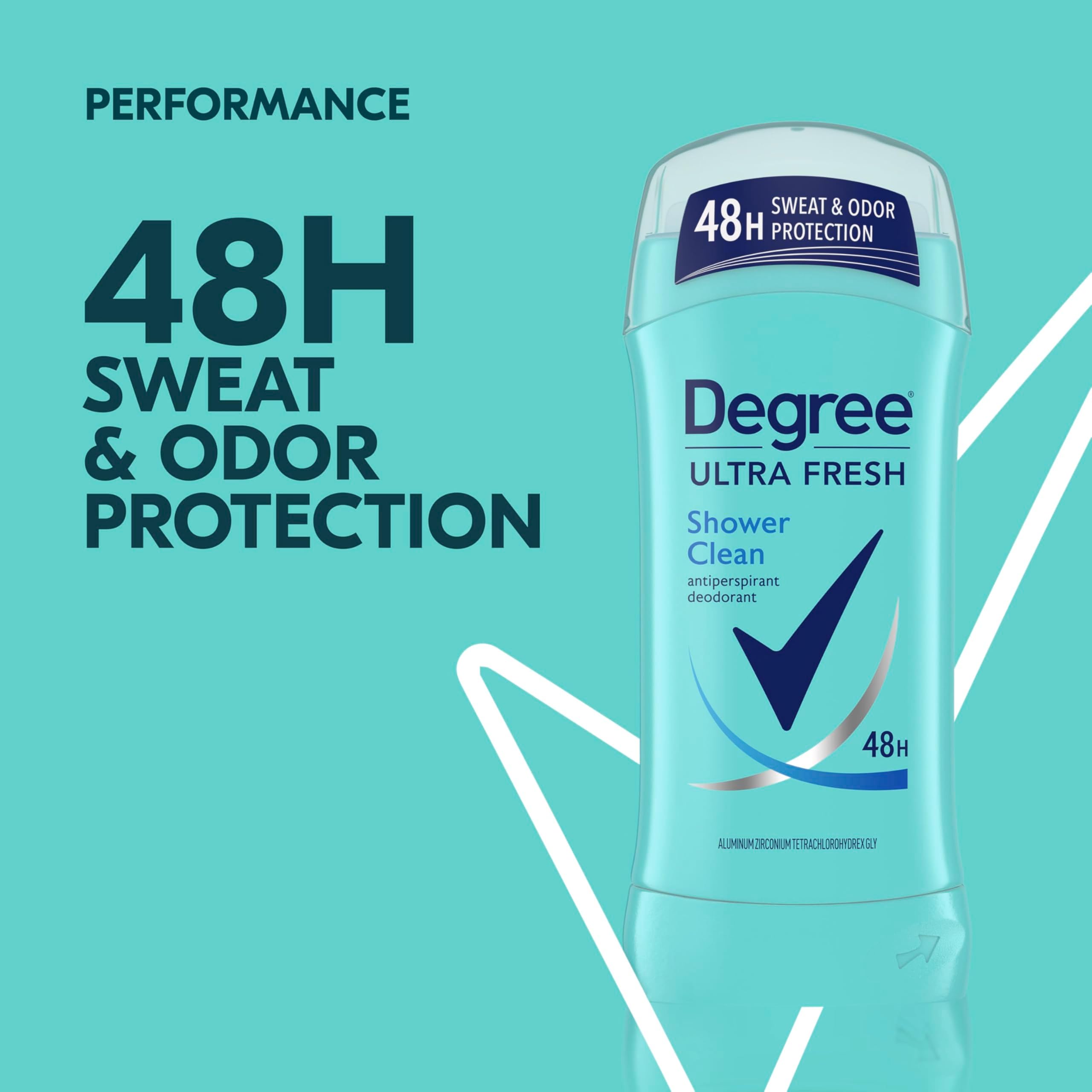 Degree Ultra Fresh Shower Clean fragrance with rose and jasmine