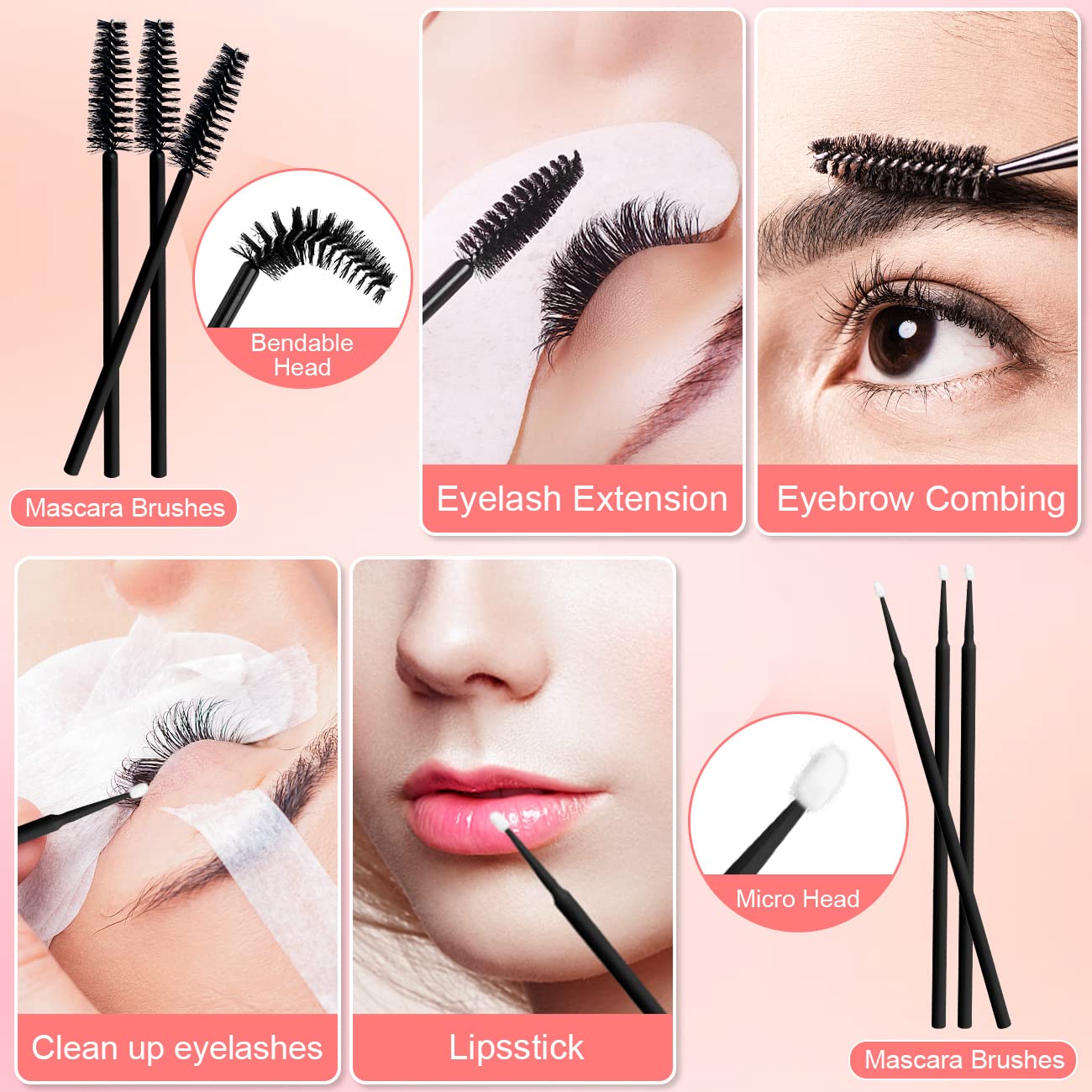 Dejiovey micro brushes and mascara wands support tidy, accurate detailing.