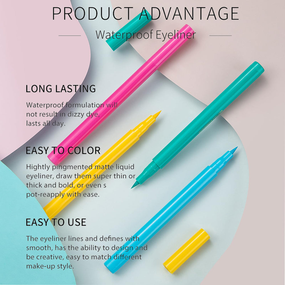 DekRion liquid eyeliner 12-color collection showcases versatile options